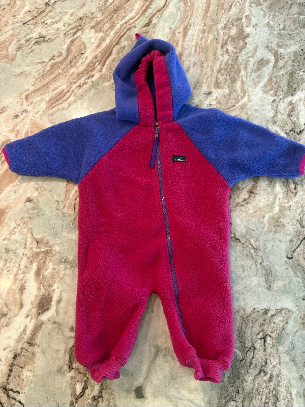 Vintage LL Bean Baby Fleece Footie Winter Snow Suit Hoodie 80s Colorway